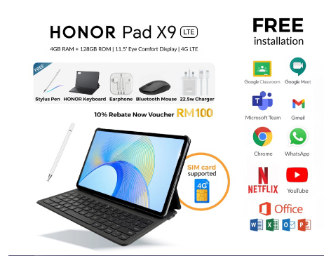 HONOR Pad X9 | 8GB RAM + 256GB ROM Original set